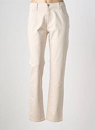 Pantalon slim tissage popeline taille normale beige DESGASTE femme