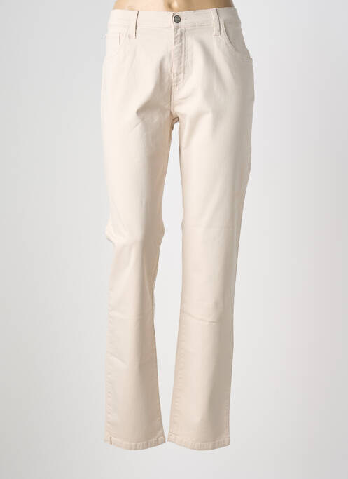 Pantalon slim tissage popeline taille normale beige DESGASTE femme