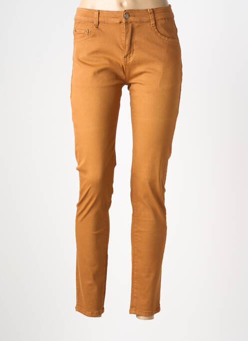 Jeans skinny tissage brut taille normale marron KALISSON femme