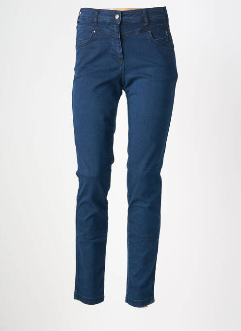 Jeans coupe slim stretch taille haute bleu DELAHAYE femme
