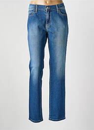 Jeans coupe droite stretch taille normale bleu DESGASTE femme