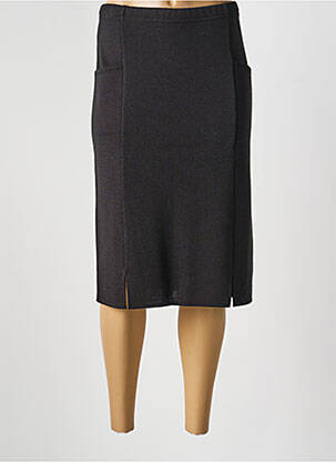 Jupe mi-longue coupe droite noir SAINT CHARLES femme
