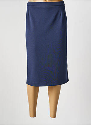 Jupe mi-longue coupe droite bleu GEVANA femme