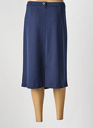 Jupe mi-longue coupe droite bleu GEVANA femme