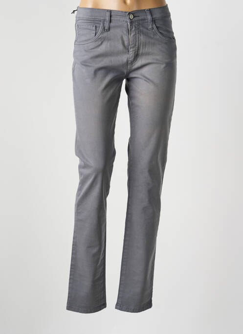 Pantalon slim tissage popeline taille normale gris DESGASTE femme