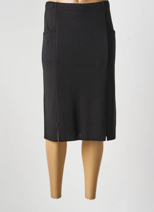 Jupe mi-longue coupe droite noir SAINT CHARLES femme