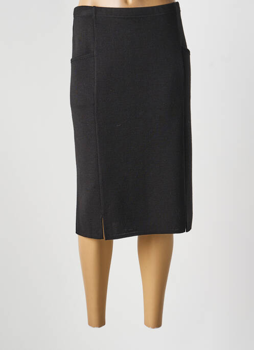 Jupe mi-longue coupe droite noir SAINT CHARLES femme