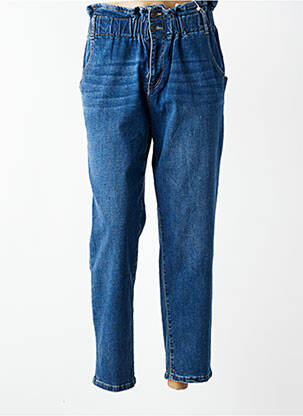 Jeans coupe slim stretch taille haute bleu LD STYLE femme