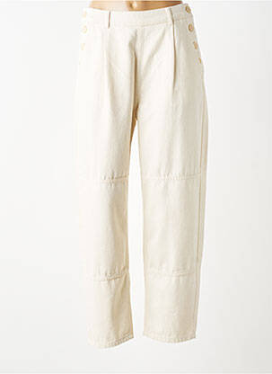 Jeans coupe droite taille haute taille haute beige MONOPRIX femme