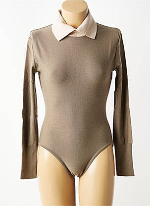 Body stretch manches longues marron ARNAUD THIERRY GILLIER femme