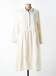 Robe mi-longue manches longues manches longues beige MONOPRIX femme