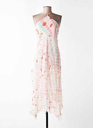 Robe longue tissage crêpe fines bretelles beige ZARA femme