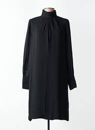 Robe mi-longue coupe fluide manches longues noir CHLOE femme
