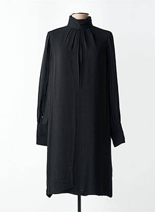 Robe mi-longue coupe fluide manches longues noir CHLOE femme