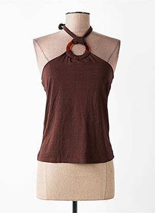 Top tissage jersey fines bretelles marron ZARA femme