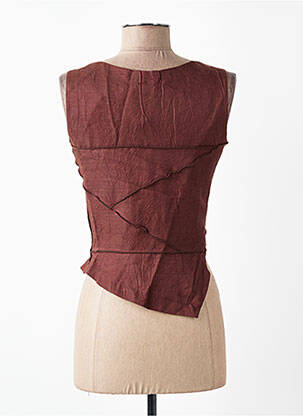 Top tissage crêpe sans manche marron LEÏKO femme