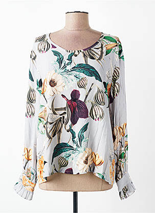 Blouse imprimé fleurs manches longues gris MADE IN ITALY femme
