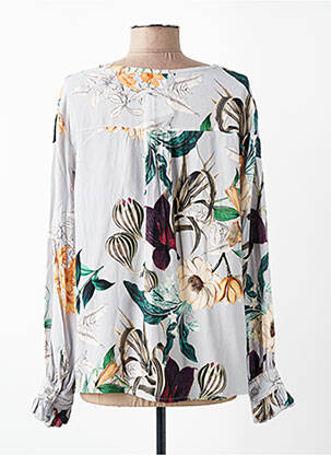 Blouse imprimé fleurs manches longues gris MADE IN ITALY femme
