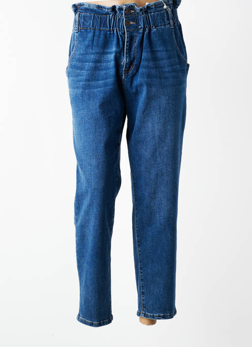 Jeans coupe slim stretch taille haute bleu LD STYLE femme