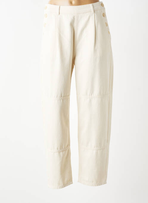 Jeans coupe droite taille haute taille haute beige MONOPRIX femme
