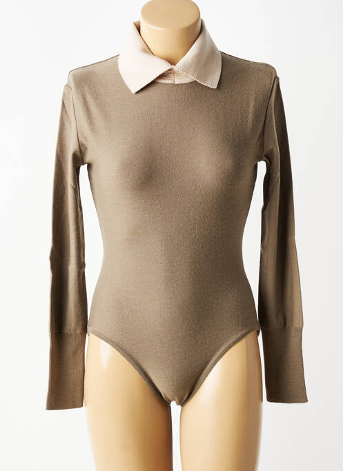 Body stretch manches longues marron ARNAUD THIERRY GILLIER femme