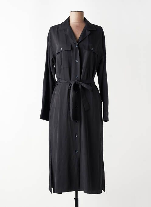 Robe mi-longue coupe fluide manches longues noir UNIQLO femme