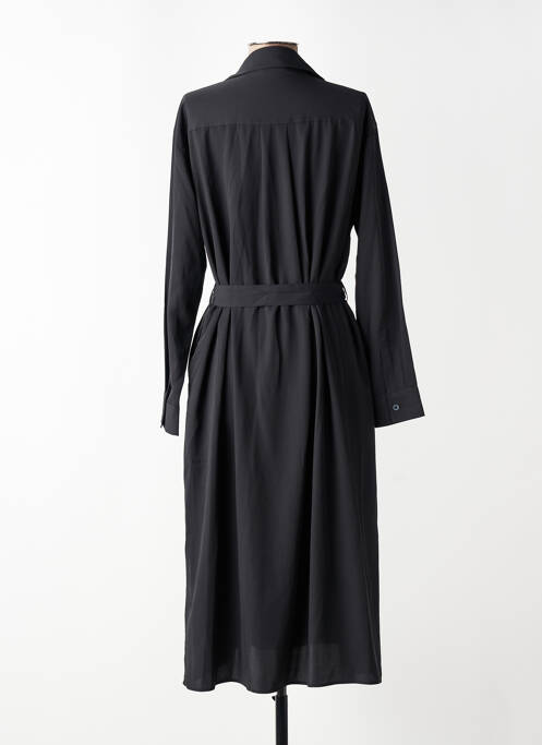Robe mi-longue coupe fluide manches longues noir UNIQLO femme