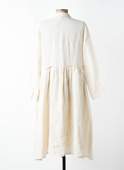 Robe mi-longue manches longues manches longues beige MONOPRIX femme