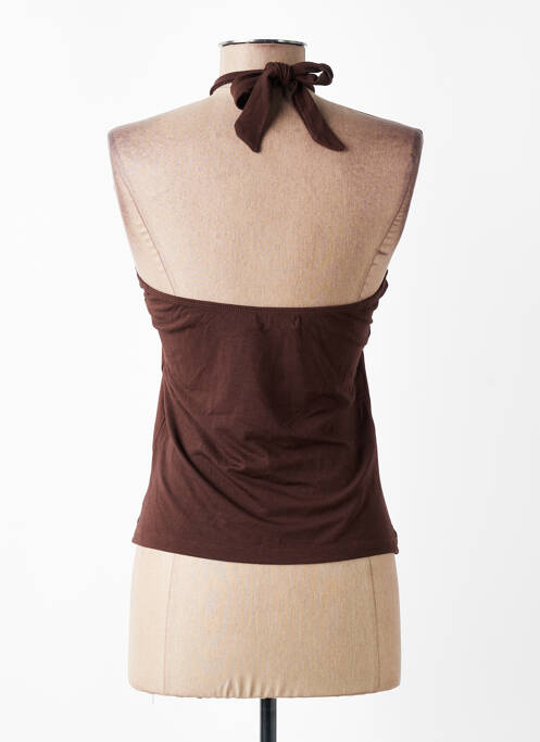 Top tissage jersey fines bretelles marron ZARA femme