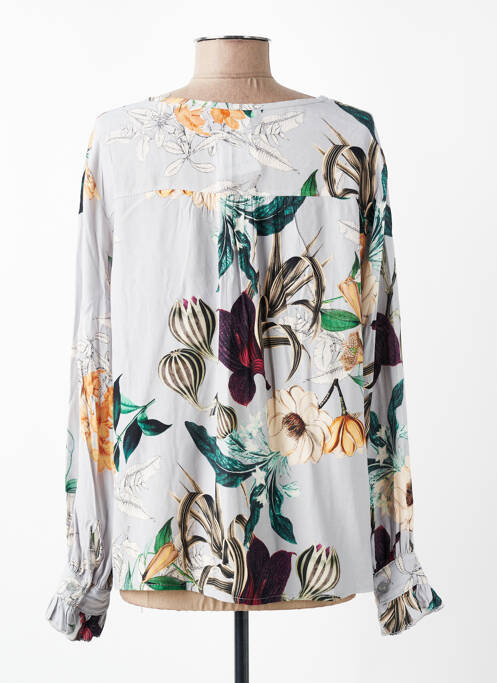 Blouse imprimé fleurs manches longues gris MADE IN ITALY femme