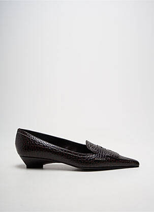 Escarpins tissage satiné talon plat jusqu'à 3cm marron COSMO femme