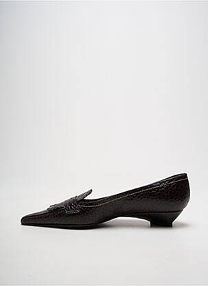 Escarpins tissage satiné talon plat jusqu'à 3cm marron COSMO femme