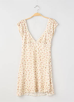 Robe courte manches courtes manches courtes beige PULL & BEAR femme