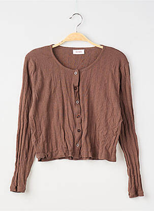 Gilet manches longues col rond marron NÉNÉS femme