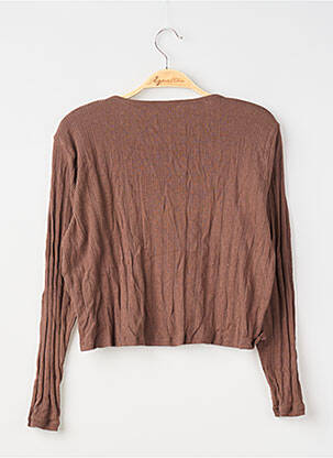 Gilet manches longues col rond marron NÉNÉS femme