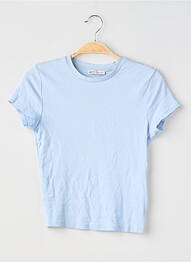 T-shirt stretch manches courtes bleu BERSHKA femme