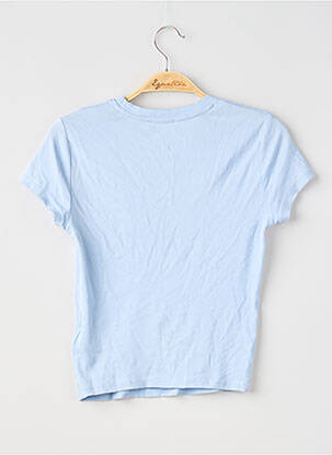 T-shirt stretch manches courtes bleu BERSHKA femme