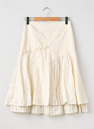 Jupe mi-longue coupe droite beige CAMAIEU femme