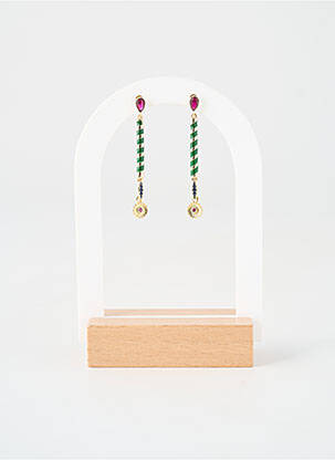 Boucles d’oreilles ornement breloque / pampille vert SANS MARQUE femme