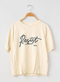 T-shirt sérigraphie floquée manches courtes beige BA&SH femme