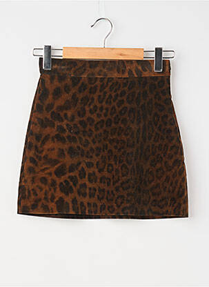 Jupe courte fermeture zip latéral marron ZARA femme