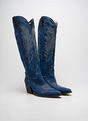 Bottes cubain talon de 4 à 6cm bleu SANS MARQUE femme