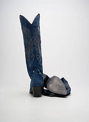 Bottes cubain talon de 4 à 6cm bleu SANS MARQUE femme