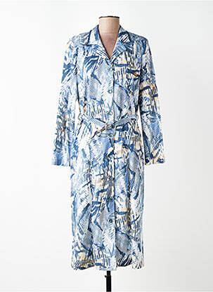 Robe mi-longue imprimé fantaisie manches longues bleu GUY DUBOUIS femme