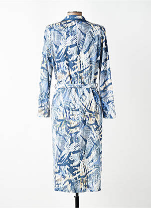 Robe mi-longue imprimé fantaisie manches longues bleu GUY DUBOUIS femme