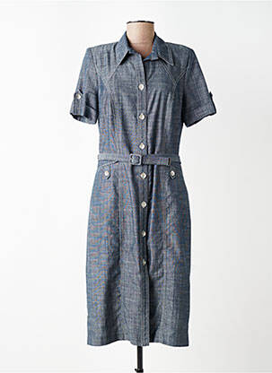 Robe mi-longue manches courtes manches courtes bleu GUY DUBOUIS femme
