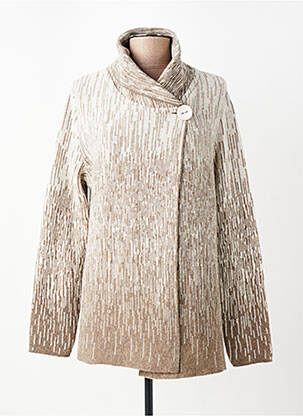 Gilet manches longues col châle marron GUY DUBOUIS femme