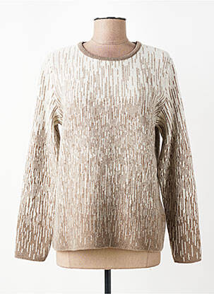 Pull tissage chiné manches longues marron GUY DUBOUIS femme
