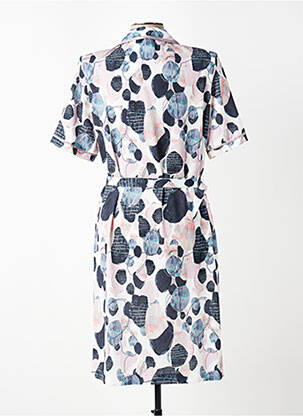 Robe mi-longue imprimé fleurs manches courtes rose GUY DUBOUIS femme