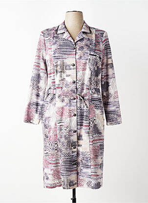 Robe mi-longue imprimé fantaisie manches longues gris GUY DUBOUIS femme